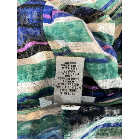 Catherines Women's 22/24WP Petite Green And Blue Striped Tank Blouse - Picture 6 of 6
